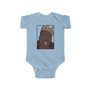 Biggie Smalls Baby Onesies - East-Coast Rapper Biggie Smalls Wearing Crown Baby Romper RP0310