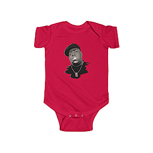 Biggie Smalls Baby Onesies - Monochrome Biggie Smalls Wearing Golden Necklace Baby Onesie RP0310