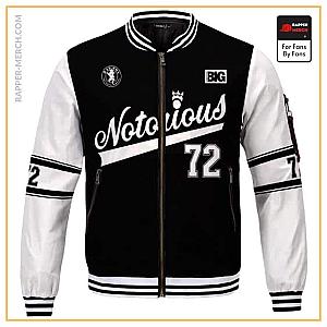 Biggie Smalls Jackets - Notorious BIG 72 Tribute Black And White Varsity Jacket RP0310