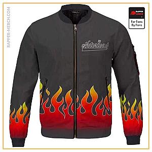 Biggie Smalls Jackets - Flaming Notorious Biggie Rap Icon Dark Gray Bomber Jacket RP0310