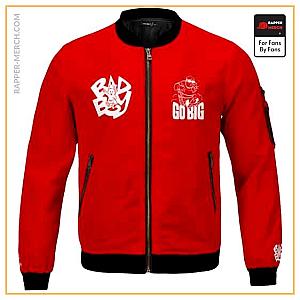 Biggie Smalls Jackets - Biggie Smalls White Silhouette Go Big Red Bomber Jacket RP0310