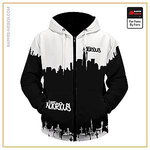 Biggie Smalls Zipped Hoodies - Brooklyn Pride Notorious Logo Monochrome Art Zip Hoodie RP0310