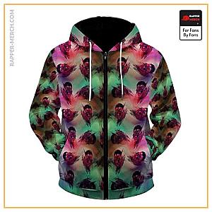 Biggie Smalls Zipped Hoodies - Trippy Notorious BIG Head Vibrant Pattern Zipper Hoodie RP0310