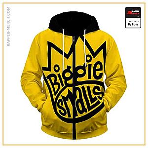 Biggie Smalls Zipped Hoodies - Biggie Smalls Crown Typography Logo Yellow Zipper Hoodie RP0310