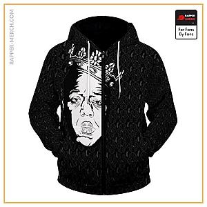 Biggie Smalls Zipped Hoodies - Biggie Crowned King Gothic Pattern Black Zipper Hoodie RP0310