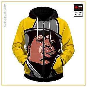 Biggie Smalls Zipped Hoodies - Biggie Smalls Gentleman Artwork Yellow Zipper Hoodie RP0310