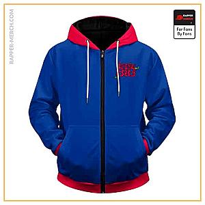 Biggie Smalls Zipped Hoodies - Notorious BIG Rose Design Logo Vibrant Blue Zip Hoodie RP0310