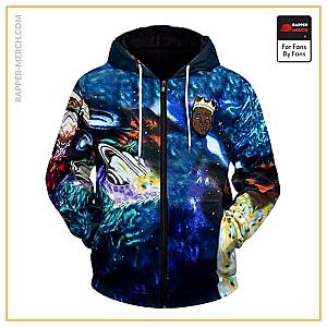 Biggie Smalls Zipped Hoodies - Trippy Galaxy Head King Biggie Smalls Zipper Hoodie RP0310