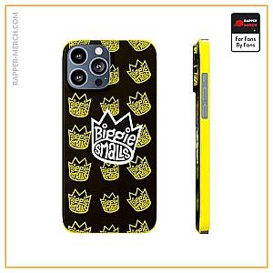 Biggie Smalls Cases - Biggie Smalls Yellow Crown Pattern Black iPhone 13 Case RP0310