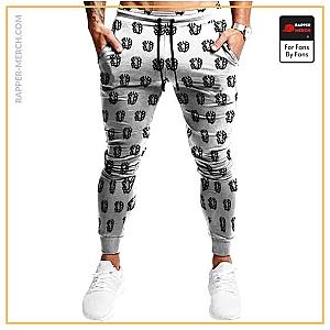 Biggie Smalls Jogger Pants - Bad Boy Entertainment Logo Pattern White Jogger Pants RP0310