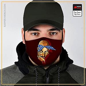 Tupac Shakur Face Maskes - American Rapper Tupac Shakur Drip Art Maroon Face Mask RM0310