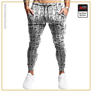 Biggie Smalls Jogger Pants - East Coast Biggie Smalls Cartoon Art Pattern White Joggers RP0310