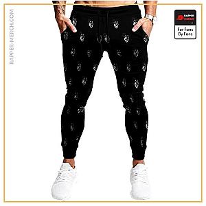 Biggie Smalls Jogger Pants - American Rapper Biggie Wallace Head Pattern Black Joggers RP0310