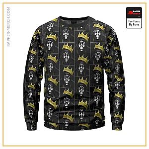 Biggie Smalls Sweatshirts - Gold Crown Biggie Portrait Pattern Crewneck Sweater RP0310