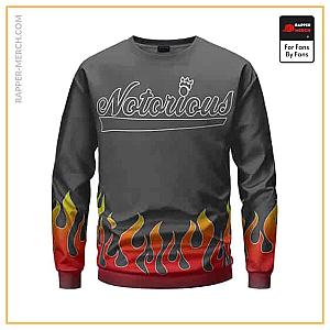 Biggie Smalls Sweatshirts - Notorious Typography Flame Pattern Biggie Sweatshirt RP0310