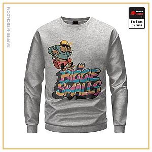 Biggie Smalls Sweatshirts - Awesome Biggie Smalls Riding Skateboard Gray Sweater RP0310