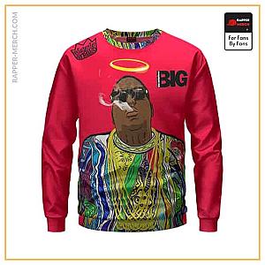 Biggie Smalls Sweatshirts - Smoking Biggie Smalls With Halo Crown Logo Sweatshirt RP0310