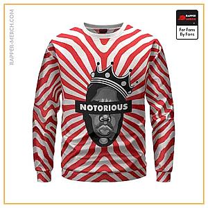 Biggie Smalls Sweatshirts - Trippy Pattern Notorious Crowned Biggie Crewneck Sweatshirt RP0310