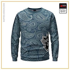 Biggie Smalls Sweatshirts - Crowned Biggie Head Cut-Out Blue Paisley Pattern Sweatshirt RP0310