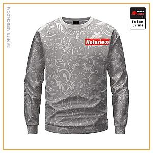 Biggie Smalls Sweatshirts - Minimalist Notorious Gray Floral Pattern Crewneck Sweatshirt RP0310