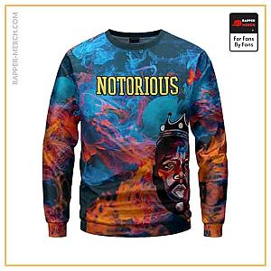 Biggie Smalls Sweatshirts - Biggie Smalls Rap Icon Trippy Smoke Design Crewneck Sweater RP0310