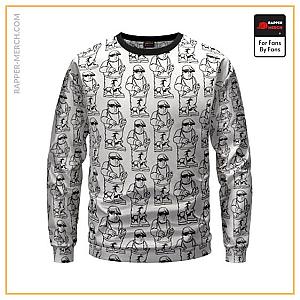 Biggie Smalls Sweatshirts - East Coast Biggie Smalls Cartoon Art Pattern White Sweater RP0310