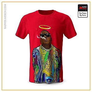 Biggie Smalls T-shirts - Biggie Smalls Smoking Angel Red Tribute Shirt RP0310