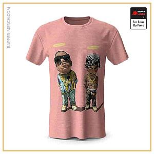 Biggie Smalls T-shirts - Tribute To Biggie And Tupac Caricature Pink Tees RP0310