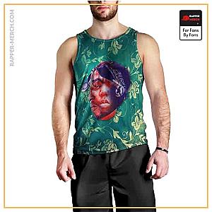 Biggie Smalls Tank Tops - Biggie X 2Pac Face Art Green Floral Tank Top RP0310