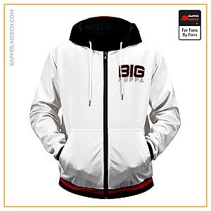 Biggie Smalls Zipped Hoodies - Gangsta Big Poppa Logo Minimalist White Zip Hoodie RP0310