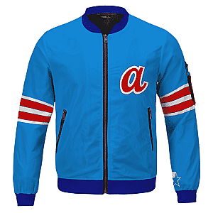 Tupac Shakur Jackets - 2Pac Makaveli with A and Red Stripes Blue Letterman Jacket RM0310