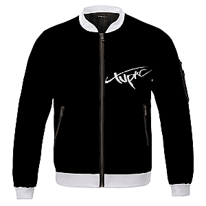 Tupac Shakur Jackets - West Coast 2Pac Amaru Shakur Silhouette Black Bomber Jacket RM0310