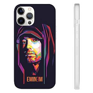 Eminem Outfit - Multicolor Silhouette Art Eminem Navy Blue iPhone 12 Case