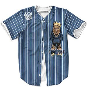 Biggie Smalls Outfit - King Biggie Smalls The Notorious BIG Pinstripe Blue MLB Baseball Shirt