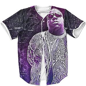 Biggie Smalls Outfit - Biggie Smalls All Over Print Illustration Trippy Purple Artwork Baseball Jersey