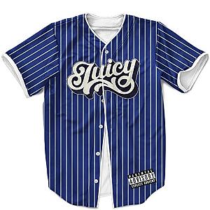 Biggie Smalls Outfit - The Notorious Big MLB Inspired Juicy Blue Pinstripes Amazing Baseball Jersey