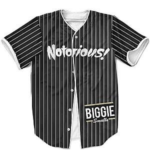 Biggie Smalls Outfit - The Notorious Biggie Smalls MLB Minimalist Stripes Black Baseball Jersey