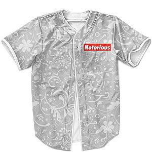 Biggie Smalls Outfit - Big Poppa The Notorious BIG Supreme Inspired Gray Floral Baseball Jersey