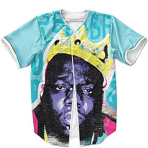 Biggie Smalls Outfit - The Notorious BIG Wearing King&#039;s Crown Awesome Light Blue Baseball Jersey