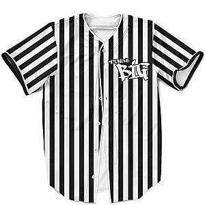 Biggie Smalls Outfit - The Notorious BIG Black White Stripes Pattern Elegant Baseball Uniform