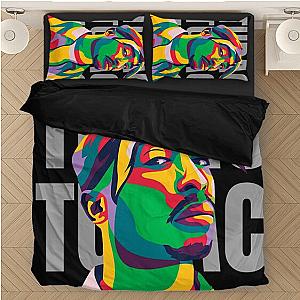 TuPac Outfit - 2pac Shakur Colorized Green Red Yellow Thug Dope Black Bedding Set