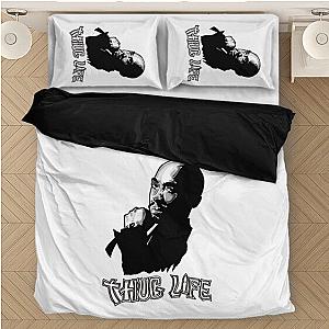 TuPac Outfit - Tupac Amaru Shakur Thug Life Minimalist White Bedding Set