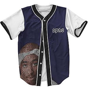 TuPac Outfit - Song Lyrics Art Tupac Shakur West Coast Blue Baseball Jersey