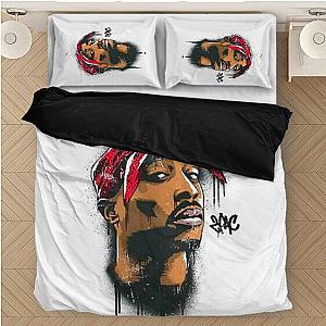 TuPac Outfit - Tupac Shakur Red Bandana Graffiti Design Bedding Set