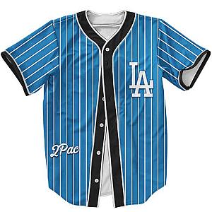 TuPac Outfit - LA Dodgers Logo 2Pac Shakur Hip Hop Dope Blue Baseball Jersey