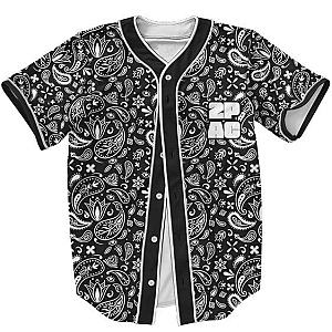 TuPac Outfit - Tupac Shakur Gangsta Rapper Bandana Pattern Baseball Jersey