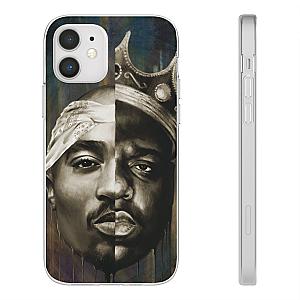 TuPac &amp; Biggie Smalls Outfit - Rappers 2Pac Makaveli &amp; Biggie Half Face Design iPhone 12 Case