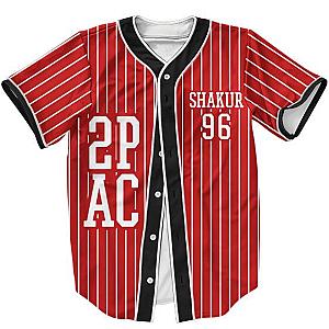 TuPac Outfit - 2Pac Shakur White on Red West Coast Gangsta Baseball Jersey