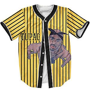 TuPac Outfit - Dope Art Tupac Shakur Gangsta Rapper Yellow Baseball Jersey