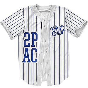 TuPac Outfit - 2Pac Shakur Blue on White West Coast Hip Hop Baseball Jersey